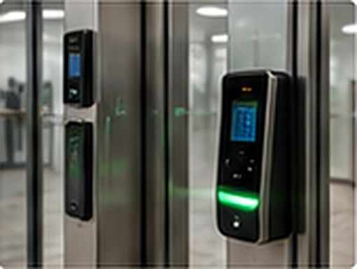 Lector biométrico junto a una puerta