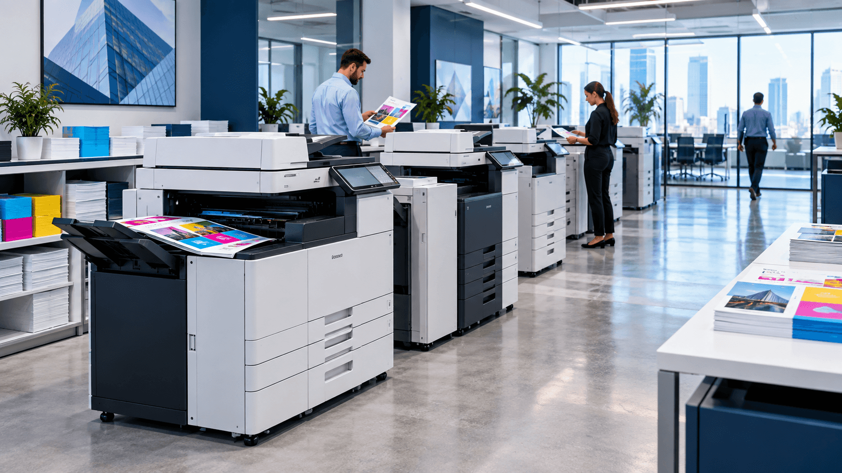 Centro de impresión corporativo con varios equipos de alto volumen