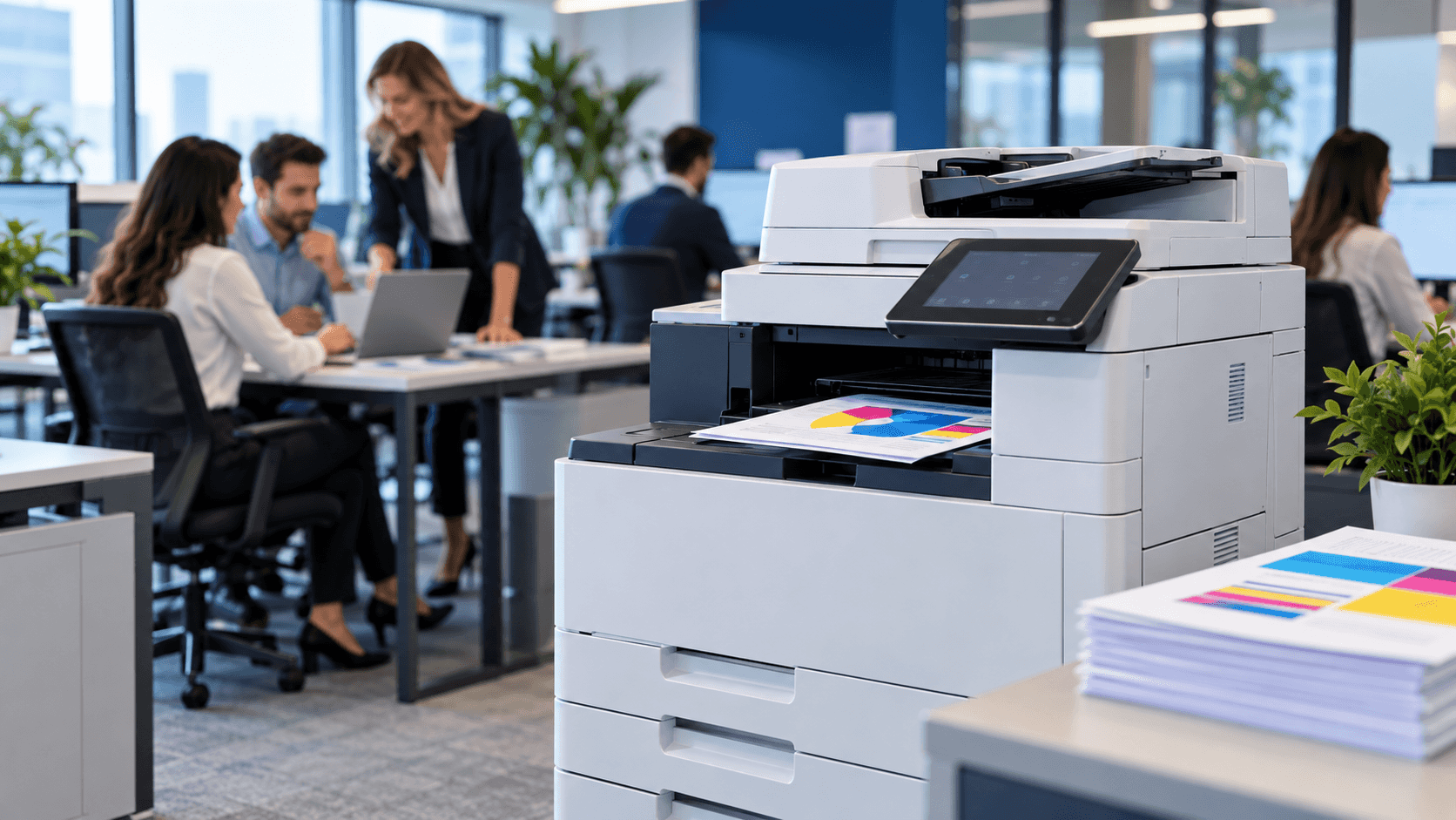 Oficina de call center con puestos de trabajo