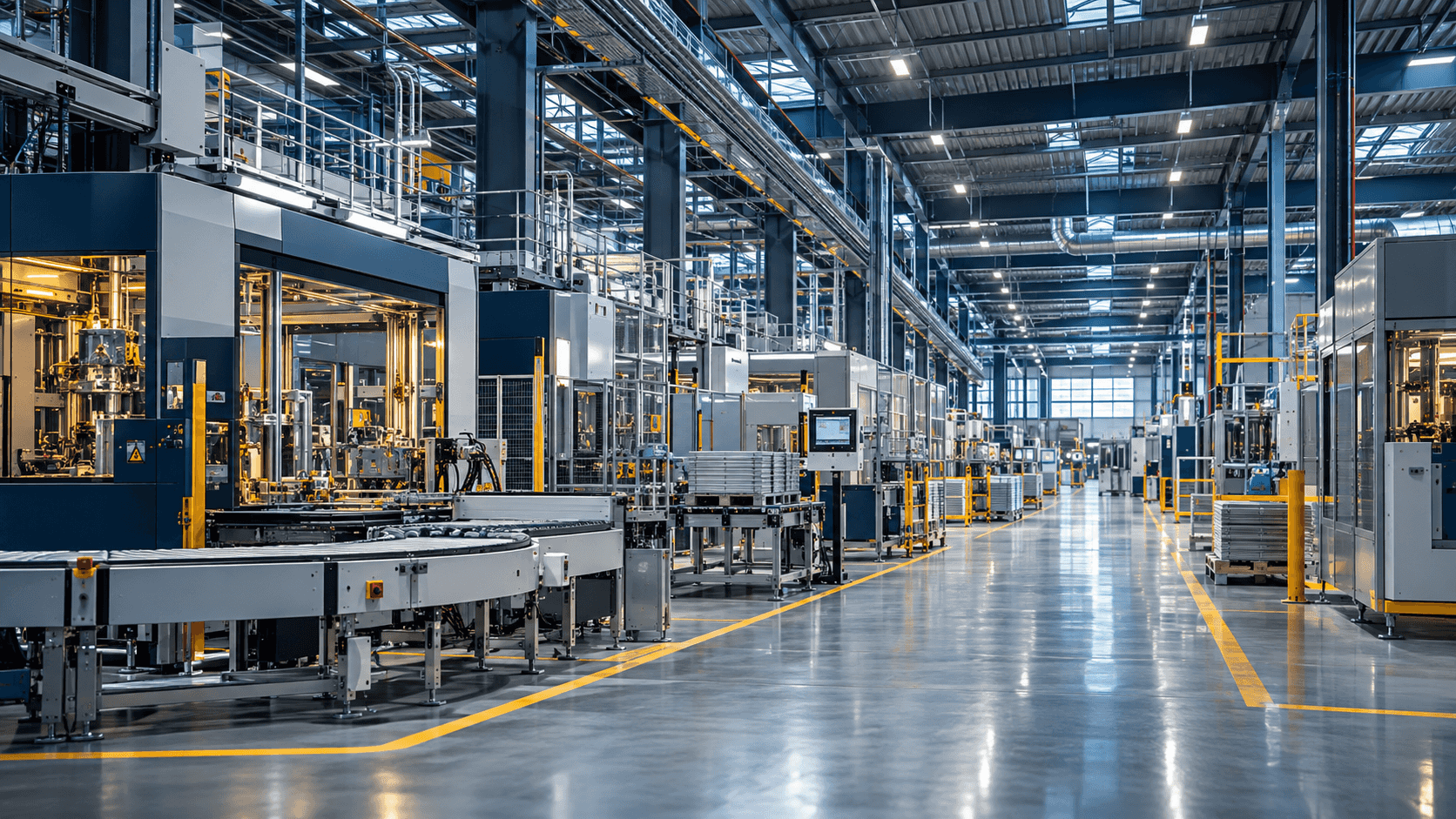 Planta industrial con línea de producción